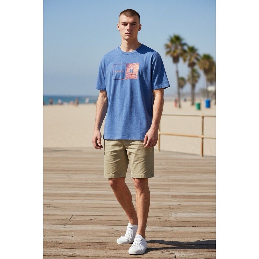 Hurley Men’s Everyday Halfer Gradient Short Sleeve T-shirt Blue M Summer